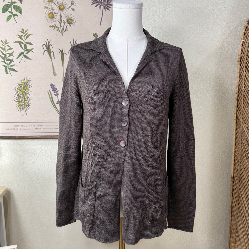 Eileen Fisher Silk Blend Oversize Cardigan Sweater Minimalist Elevated Basics XS